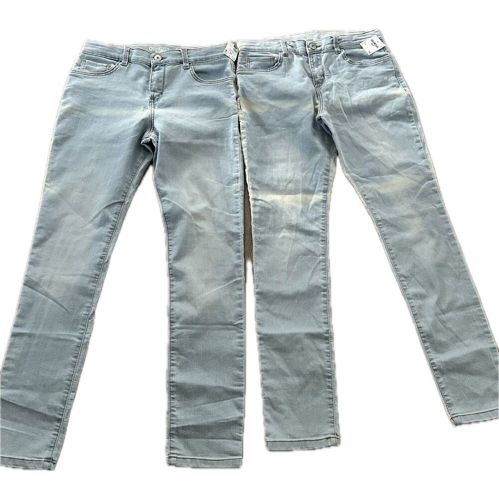 2-Oshkosh B'gosh Unisex Skinny Jeans Sz 14 Avg Light Blue Adjustable Waist NWT